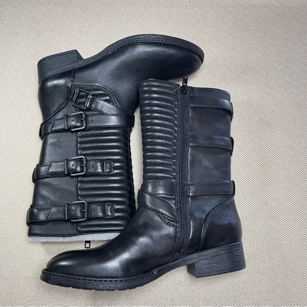 Arturo Chiang AT-Sacha Black Leather Moto
Biker Boots Soft Grain Sheep Size 6M